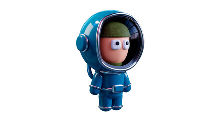 Space man in a blue space suit. 3d render.