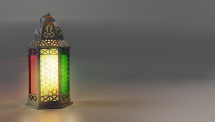 ramadan eid mubarek lantern candle top view banner background