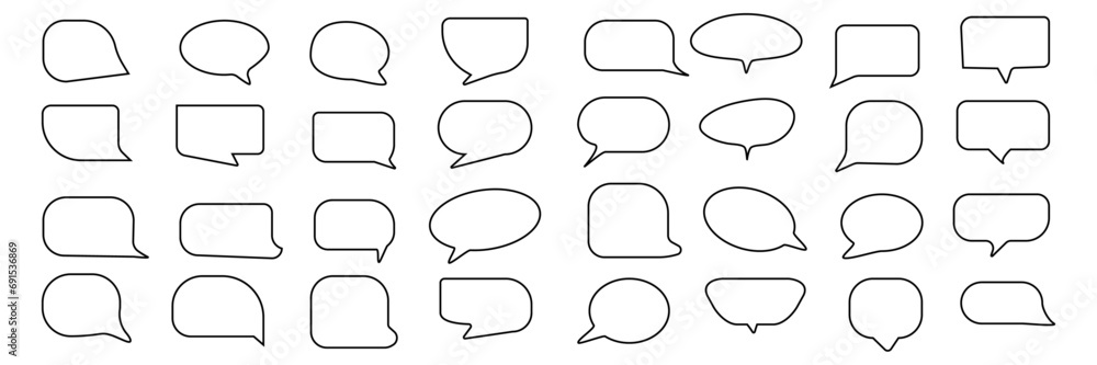 Poster speech bubble or balloon vector set, empty talk cloud element collection.
