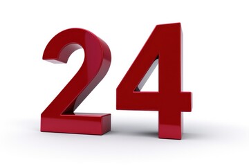 Red Numbers With 24 Volumes On A White Background
