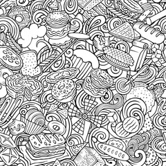 Cartoon doodles Bakery seamless pattern