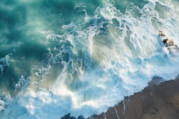 Obraz premium Large Body Of Water With Waves Captured From Above