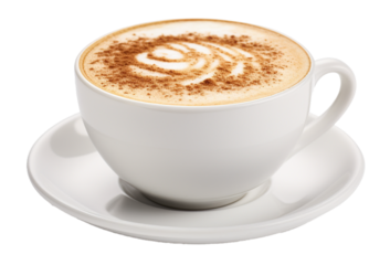 Cappuccino in cup isolated on transparent background, PNG