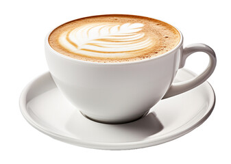 Cappuccino in cup isolated on transparent background, PNG - Powered by Adobe