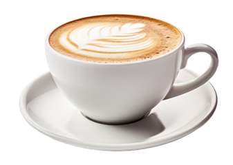 Cappuccino in cup isolated on transparent background, PNG