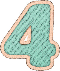 Stitch alphabet, patchwork letter number 4.