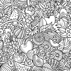 Cartoon doodles Fruits seamless pattern