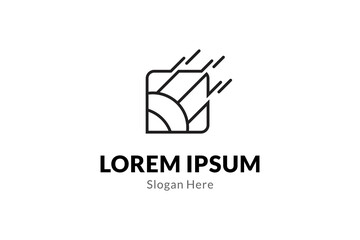 pencil logo with fast effect in line art design style