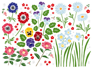 冬の花イメージのイラストセット