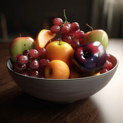 Naklejka na ściany i meble Bowl of Fruit, Grapes, Orange, Apples