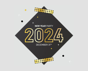 Happy New year 2024 post design template 