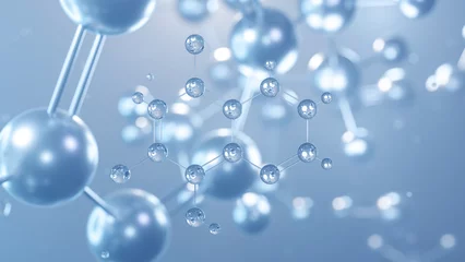 Fotobehang clioquinol molecular structure 3d, flat model, antifungal drug, structural chemical formula view from a microscope © Сергей Шиманович