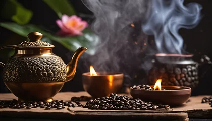 Foto op Aluminium Sensory experience of coffee ceremony - aromatic, traditional, immersive © ibreakstock
