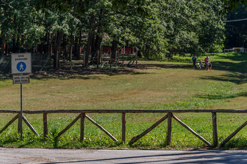 The green meadows of the Pizzorne plateau, Lucca, Italy, ideal for walks and picnics in nature