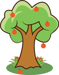 tree vector with orange