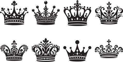 Crown Silhouette Isolated On White Background - obrazy, fototapety, plakaty