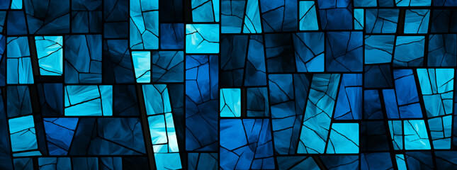 an image of sky blue stained glass windows - obrazy, fototapety, plakaty