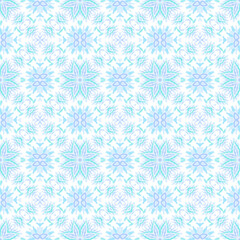 Light blue mosaic seamless  ornamental laced  vector pattern, on white background