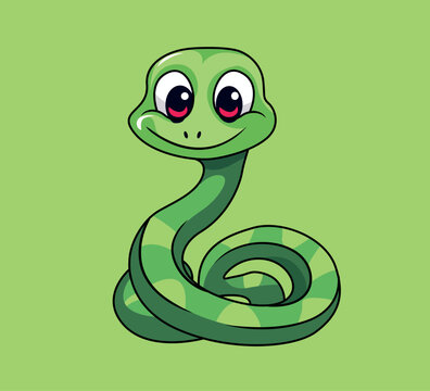 green snake cartoon illustration