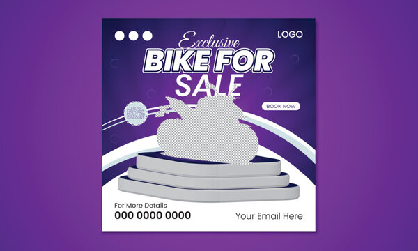 Vector motorbike social media and social media post template.