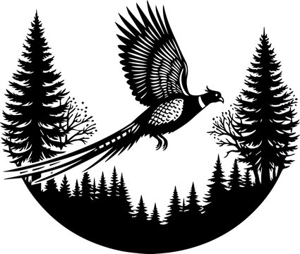 recommend clip art: Flying Pheasant Silhouette Vector, Black Silhouettes Of Pheasant In Different Pose