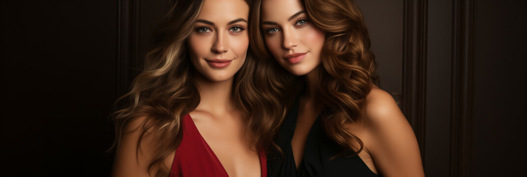 Refined Portrait of Two Delightful Slender and Elegant Figures