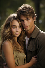 Fototapeta premium Loving Young Couple Hugging in an Outdoor Environment