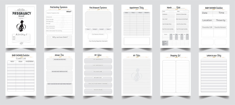 My Pregnancy Journal. Daily Gratitude Monthly & Yearly Undated Planner. Journal. Printable Gratitude Journal. Planner Bundle Design. Printable Planner Set with cover page layout template