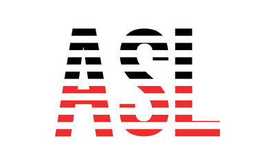 ASL three initial letter iconic line negative space minimal logo design vector template. monogram, abstract, wordmark, business, typography, minimalist, brand, company, flat, modern, unique, simple