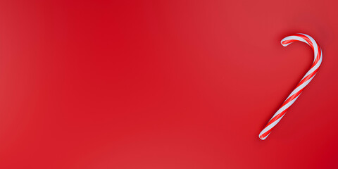 Merry Christmas greeting 3d illustration with Christmas sweet. Space for text. Template background.