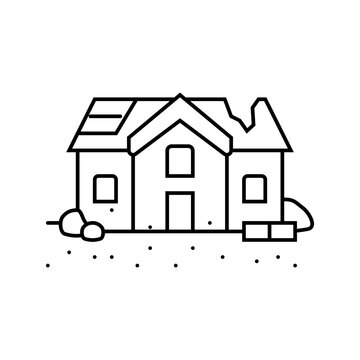 recommend clip art: broken house disaster line icon vector. broken house disaster sign. isolated contour symbol black illustration