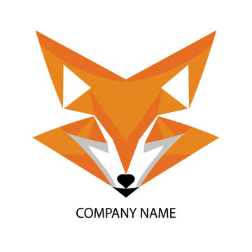 abstract fox head logo design 