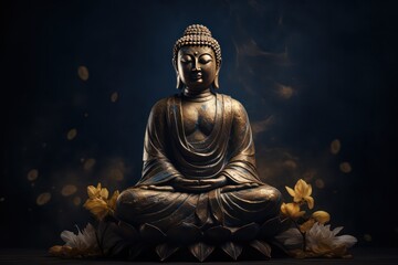 Buddha statue. buddha idol on dark background
