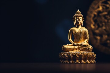 Buddha statue. buddha idol on dark background - obrazy, fototapety, plakaty
