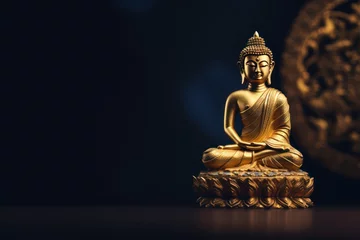 Zelfklevend Fotobehang Buddha statue. buddha idol on dark background © Celina