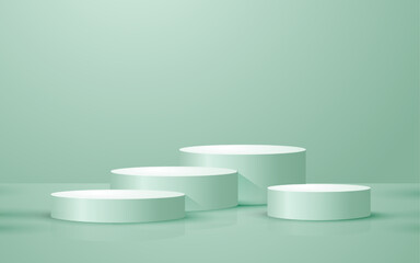 3d scene pastel green background geometric platform perfect for event promotion cosmetic product presentation mockup