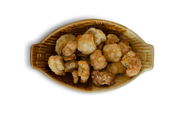 Fried pork skin isolated on white background. This has clipping path.