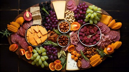 A big Halloween wooden board full of foods