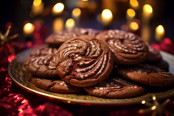 christmas chocolate cookies on the table