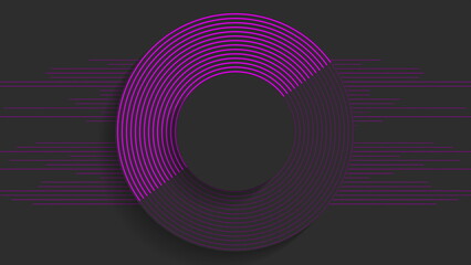 Black violet circles and lines concept abstract tech background