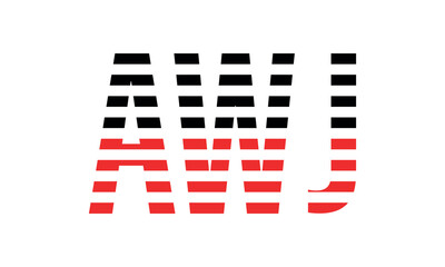 AWJ three initial letter iconic line negative space minimal logo design vector template. monogram, abstract, wordmark, business, typography, minimalist, brand, company, flat, modern, unique, simple