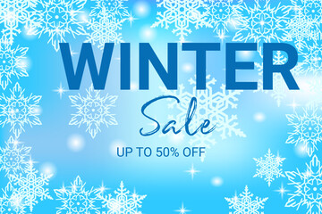 Naklejka na ściany i meble Winter Sale up to 50 off banner 