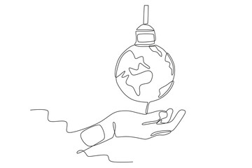 Turn off lights to save the earth. Earth Hour one-line drawing