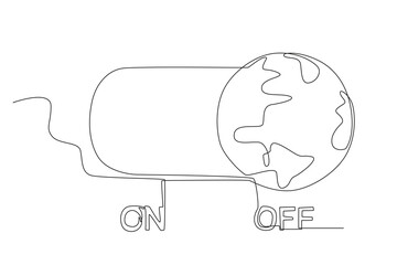 Light blackouts for climate change awareness. Earth Hour one-line drawing