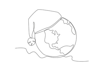 An Earth Hour concept. Earth Hour one-line drawing