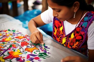 Guna Yala Heritage Unveiled Vibrant Panama Mola Tapestry - obrazy, fototapety, plakaty