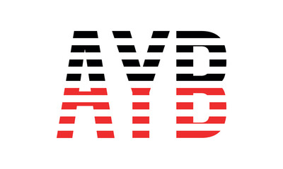 AYB three initial letter iconic line negative space minimal logo design vector template. monogram, abstract, wordmark, business, typography, minimalist, brand, company, flat, modern, unique, simple