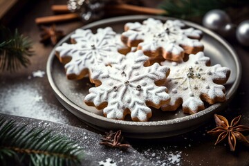 Obraz na płótnie Canvas christmas cookies with cinnamon and anise