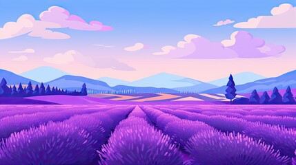 Beautiful Animated Lavender Flower Background with Empty Copy Space for Text - Flowers Nature Backdrop - Flat Vector Flower Graphic Illustration Wallpaper created with Generative AI Technology