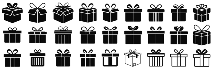 Foto op Canvas Gift box for the holiday. Silhouette of boxes in black. Vector gift box symbol.  © Ira
